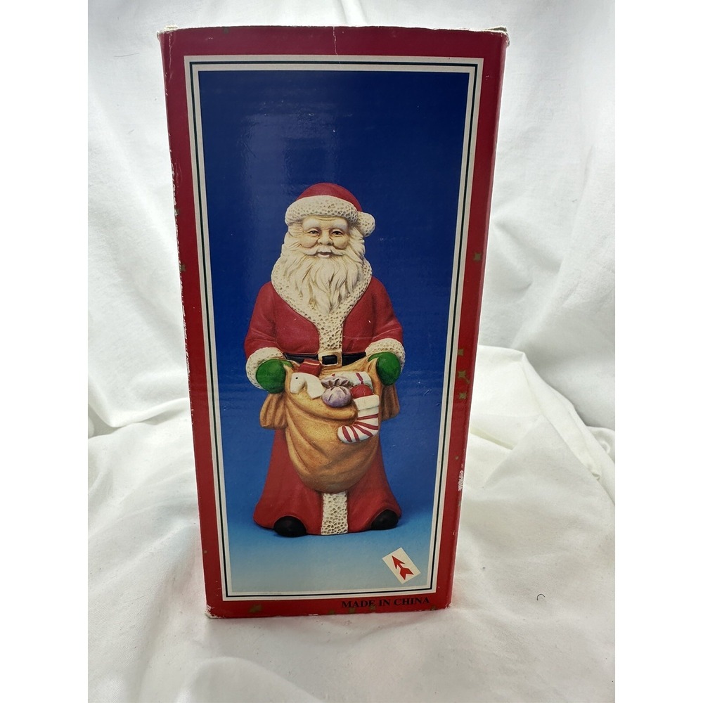 Vintage Porcelain Christmas Santa Claus Figurine Red White Matte‎ Finish 10 Inch